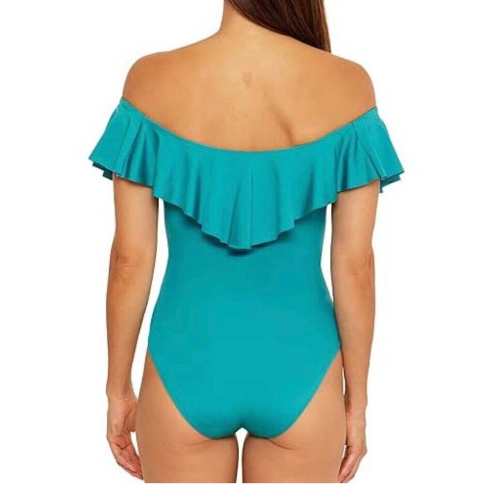 Trina Turk Ruffle Bandeau One Piece Swim Suit 6 NWT - Picture 2 of 2